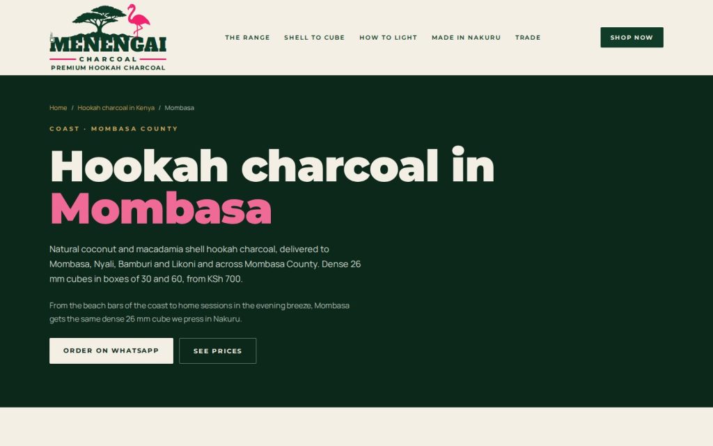 Mombasa county landing page, desktop